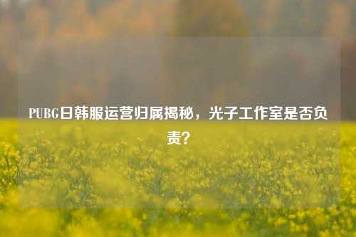 PUBG日韩服运营归属揭秘,光子工作室是否负责?