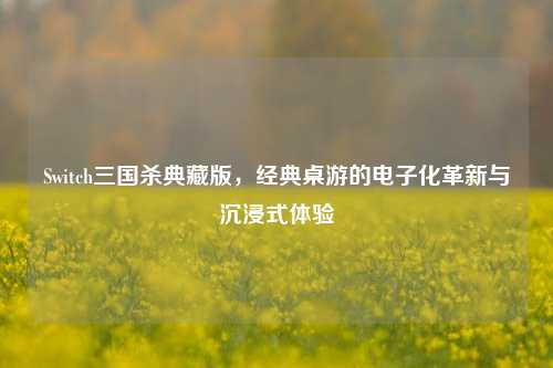 Switch三国杀典藏版,经典桌游的电子化革新与沉浸式体验