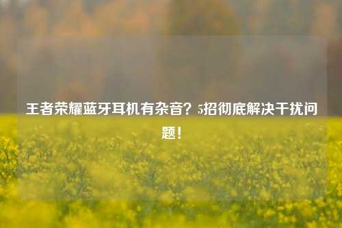 王者荣耀蓝牙耳机有杂音?5招彻底解决干扰问题!
