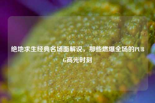 绝地求生经典名场面解说,那些燃爆全场的PUBG高光时刻