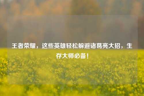 王者荣耀,这些英雄轻松躲避诸葛亮大招,生存大师必备!