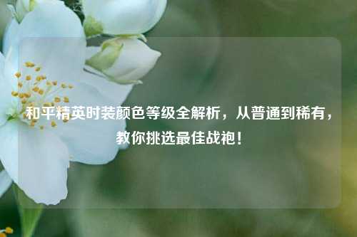 和平精英时装颜色等级全解析,从普通到稀有,教你挑选最佳战袍!