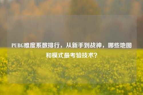 PUBG难度系数排行,从新手到战神,哪些地图和模式最考验技术?