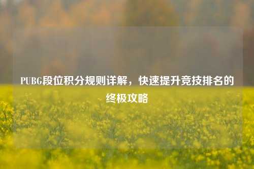 PUBG段位积分规则详解,快速提升竞技排名的终极攻略