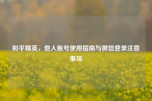 和平精英,他人账号使用指南与微信登录注意事项