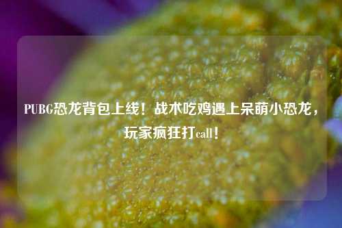 PUBG恐龙背包上线!战术吃鸡遇上呆萌小恐龙,玩家疯狂打call!