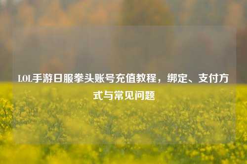 LOL手游日服拳头账号充值教程,绑定、支付方式与常见问题