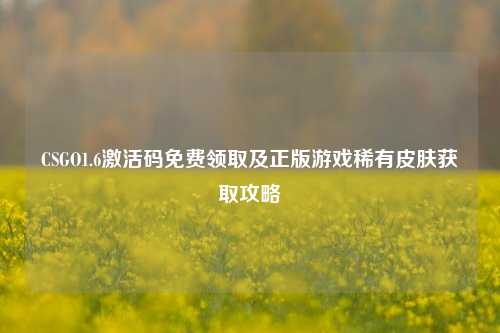 CSGO1.6激活码免费领取及正版游戏稀有皮肤获取攻略