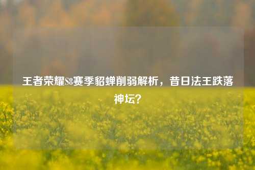 王者荣耀S8赛季貂蝉削弱解析,昔日法王跌落神坛?