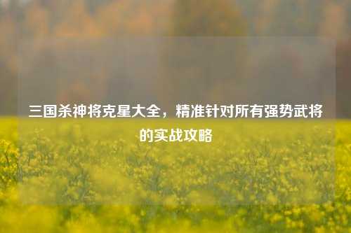 三国杀神将克星大全,精准针对所有强势武将的实战攻略