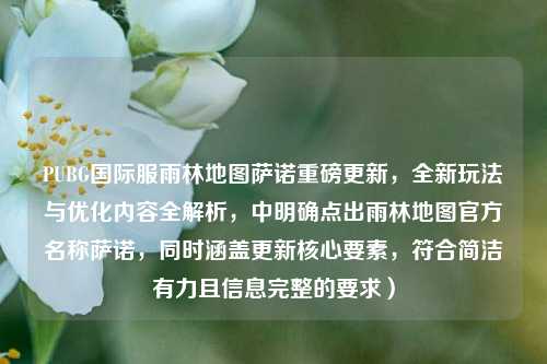 PUBG国际服雨林地图萨诺重磅更新,全新玩法与优化内容全解析,中明确点出雨林地图官方名称萨诺,同时涵盖更新核心要素,符合简洁有力且信息完整的要求)