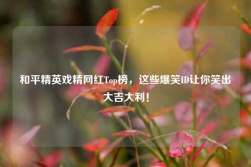 和平精英戏精网红Top榜,这些爆笑ID让你笑出大吉大利!