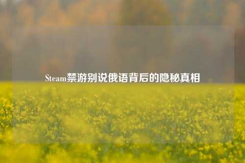 Steam禁游别说俄语背后的隐秘真相