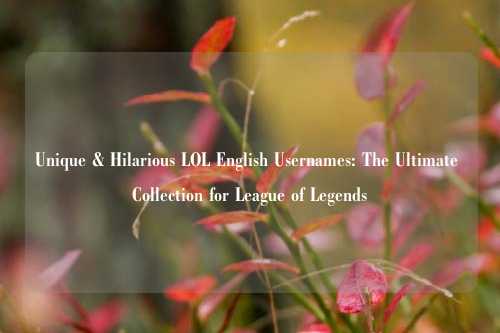 Unique & Hilarious LOL English Usernames: The Ultimate Collection for League of Legends