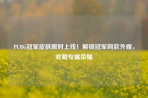 PUBG冠军皮肤限时上线!解锁冠军同款外观,收藏专属荣耀