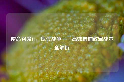 使命召唤16,现代战争——高效猎捕敌军战术全解析