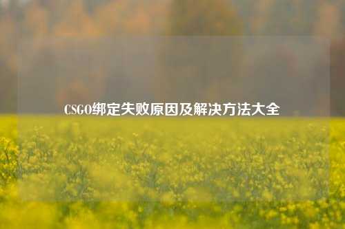CSGO绑定失败原因及解决方法大全