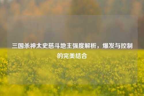 三国杀神太史慈斗地主强度解析,爆发与控制的完美结合