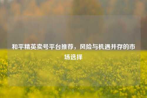和平精英卖号平台推荐,风险与机遇并存的市场选择