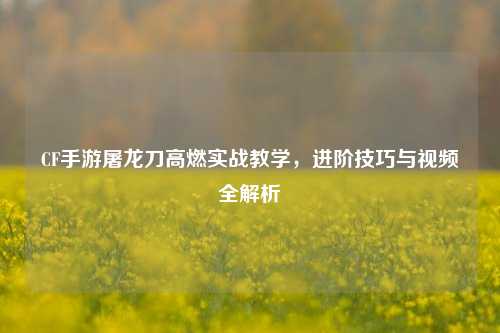 CF手游屠龙刀高燃实战教学,进阶技巧与视频全解析
