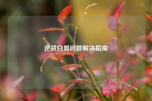 逆战白屏问题解决指南