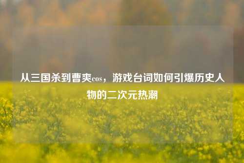 从三国杀到曹爽cos,游戏台词如何引爆历史人物的二次元热潮