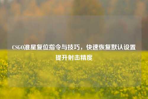 CSGO准星复位指令与技巧,快速恢复默认设置提升射击精度