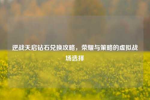 逆战天启钻石兑换攻略,荣耀与策略的虚拟战场选择
