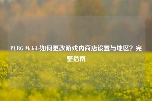 PUBG Mobile如何更改游戏内商店设置与地区?完整指南