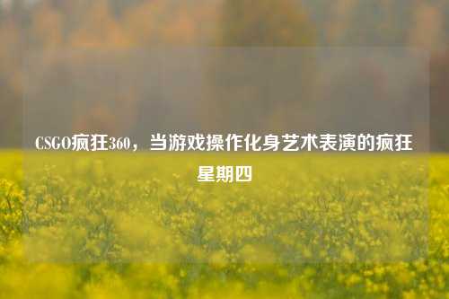 CSGO疯狂360,当游戏操作化身艺术表演的疯狂星期四